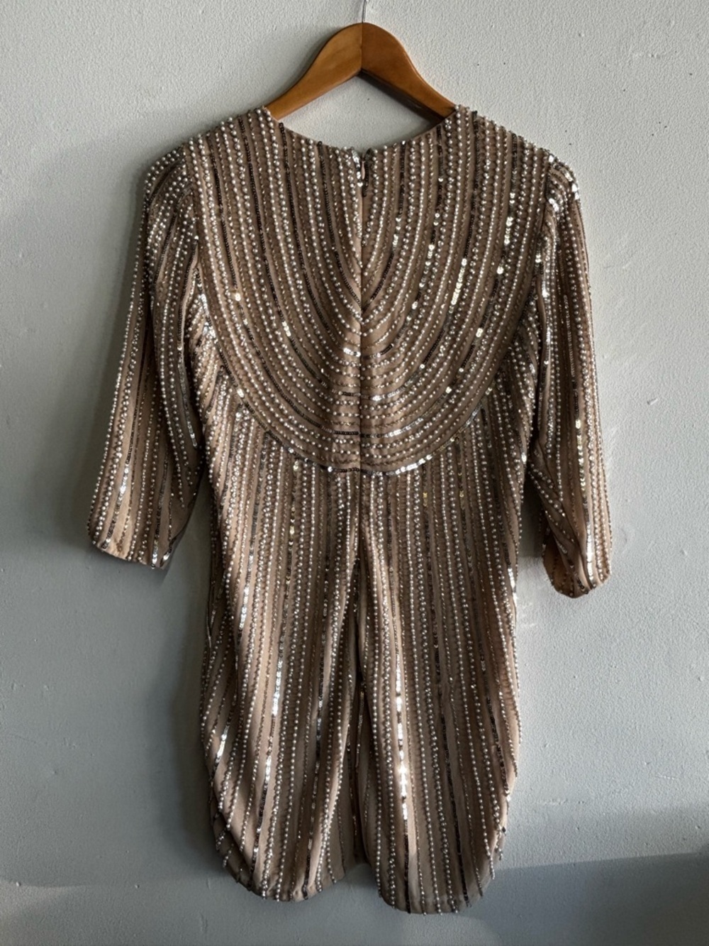 Parker Nude Beaded Evening Dress - Picture 3 of 5